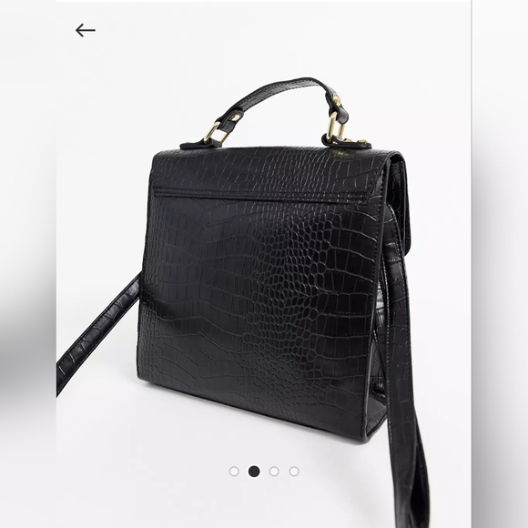 ASOS DESIGN push lock satchel in croc - Picture 4 of 4
